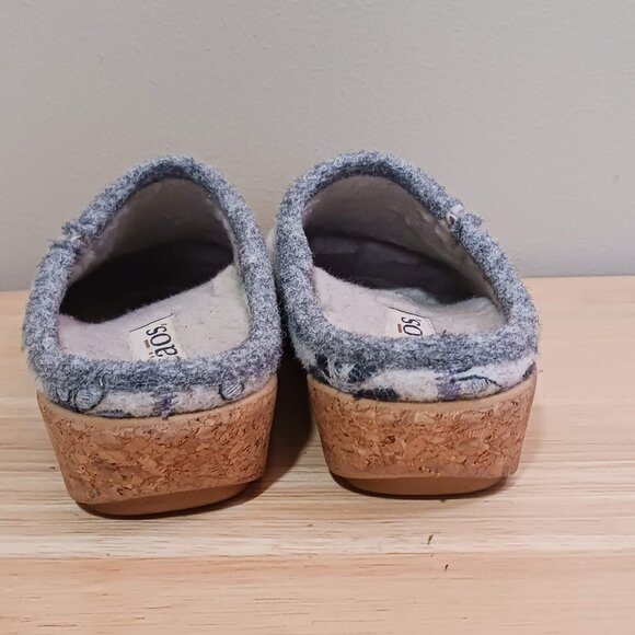 Taos Woolderness 2 Grey Boiled Wool Clog Floral Embroidery Cork Wedge Size 5.5 - Picture 7 of 9
